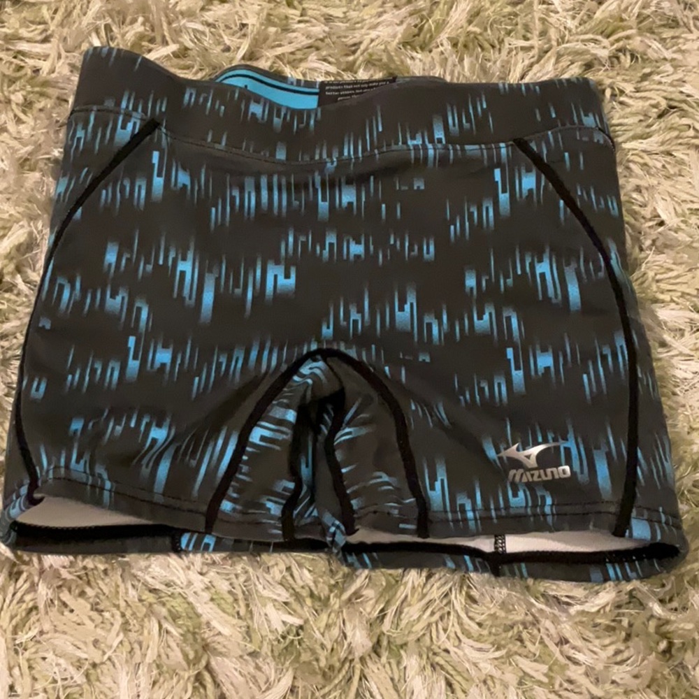 Blue and black biker shorts for softball